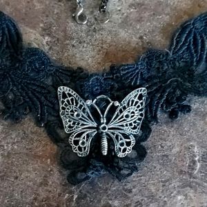 Lace Butterfly collar bone necklace